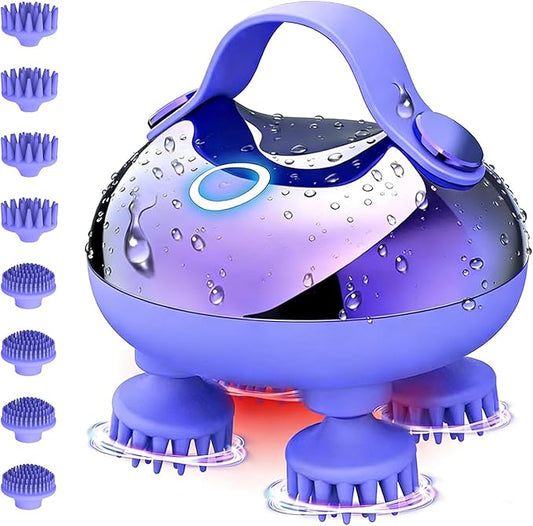 Scalp Massager Electric, Portable Scalp Massager Tool, Waterproof Head Massage Stress Relax, Hair Massagers with 3 Speed Modes & 8 Massage Claws Viuyougor