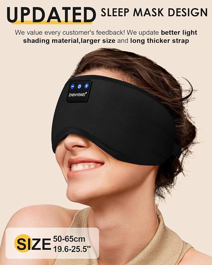 Sleep Headphones Bluetooth 5.4 Sleeping Eye Mask for Mom Women Men Wireless Music Earphones for Side Sleepers Built-in HD Speakers Cool Gadgets Unique Gifts - Bloomnest