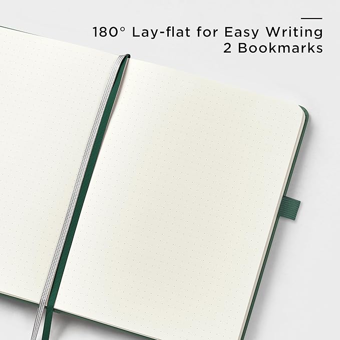 &And Per Se Dotted Journal Notebook (5 Packs), A5 Hardcover Leather Dotted Journal, 160 Pages 100 gsm Thick Paper, 3 Sheets of Stickers Included- 5.7'' x 8'' (Green - Bloomnest