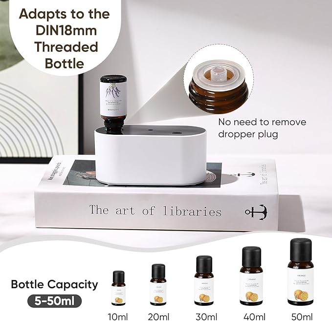 Waterless Diffuser for Essential Oil, Battery Operated Scent Air Aromatherapy Diffuser, Mini Aroma Diffusers with 3 Intermittent Mist Modes, Cycle Start for 400-700 sq.ft Home Office Bedroom. - Bloomnest