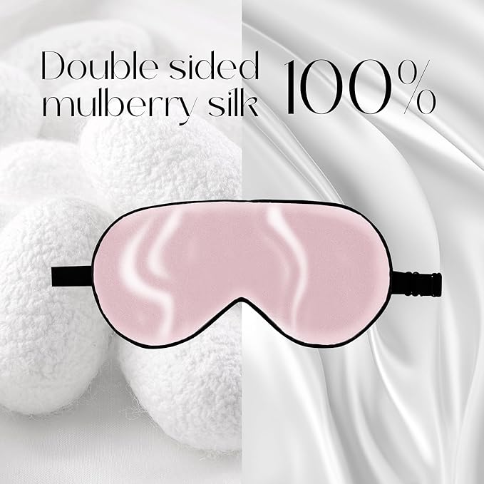 ZIMASILK 2 Pack 100% Natural Silk Sleep Mask, Adjustable Super-Smooth Soft Eye Mask for Sleep, Multiple Color Options (Navy Blue + Pink) - Bloomnest