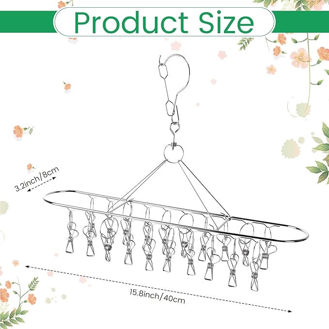 6 Pcs Herb Drying Rack Hanging - Stainless Steel with Clips Clothes Laundry Drying Rack Hanger Collapsible for Plants Bud Weed Onion Macrame Flower Spices(Oval) - Bloomnest