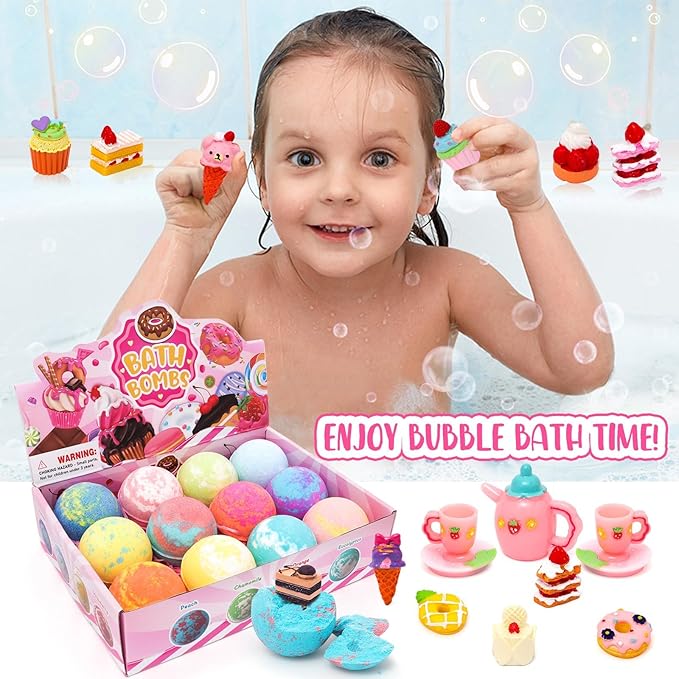 Bath Bombs for Kids Bath Bomb Gift Set Natural Bubble Bathbombs Fizzy Spa Bath for Kids Girls Birthday Valentines Day Gift - Bloomnest