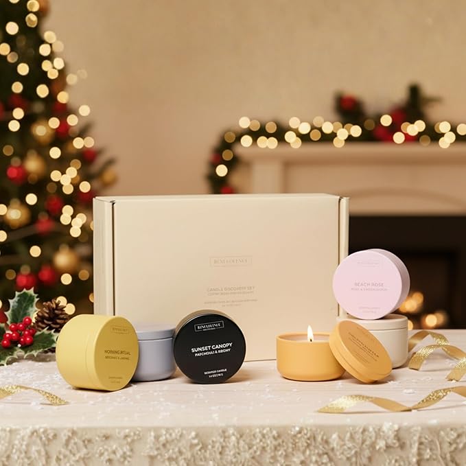 Benevolence LA Candle Gift Set – 6 Fall Scented Candles (1.4 oz) | Aromatherapy Candles with Orange, Eucalyptus, Rose & Jasmine | Cozy Seasonal Gift - Bloomnest