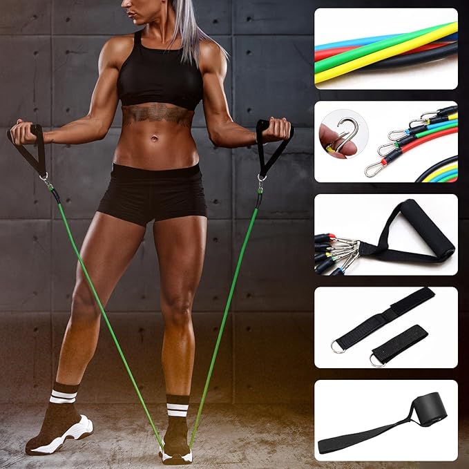 Resistance Bands, Resistance Band Set, Strength Training Fitness Bands, Exercise Bands for Men and Women, Resistance Bands with Handles, Door Anchor, for Shape Body and Home Workouts - Bloomnest