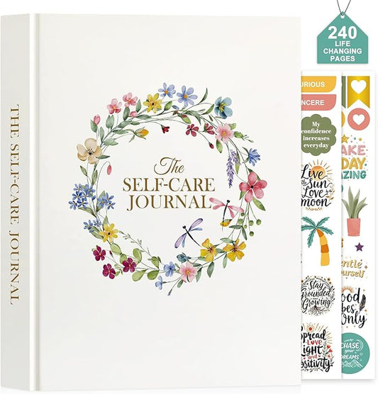 Lanpn Self Care Journal for Women, Self Love Guided Journals with Prompts, Daily Reflection Wellness & Gratitude Planner, 5 Minute Mental Health Notebook, Mood Mindfulness Log, 240 Pages Lanpn