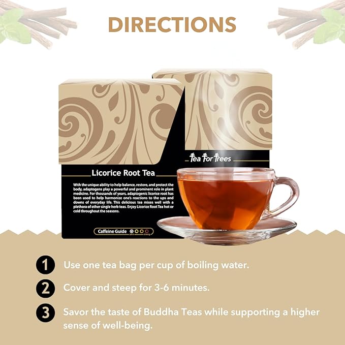 Buddha Teas - Organic Licorice Root Tea - Herbal Tea - For Health & Wellbeing - Immune Health & Digestion Support - Clean Ingredients - Caffeine Free - OU Kosher - 18 Tea Bags (Pack of 1) - Bloomnest