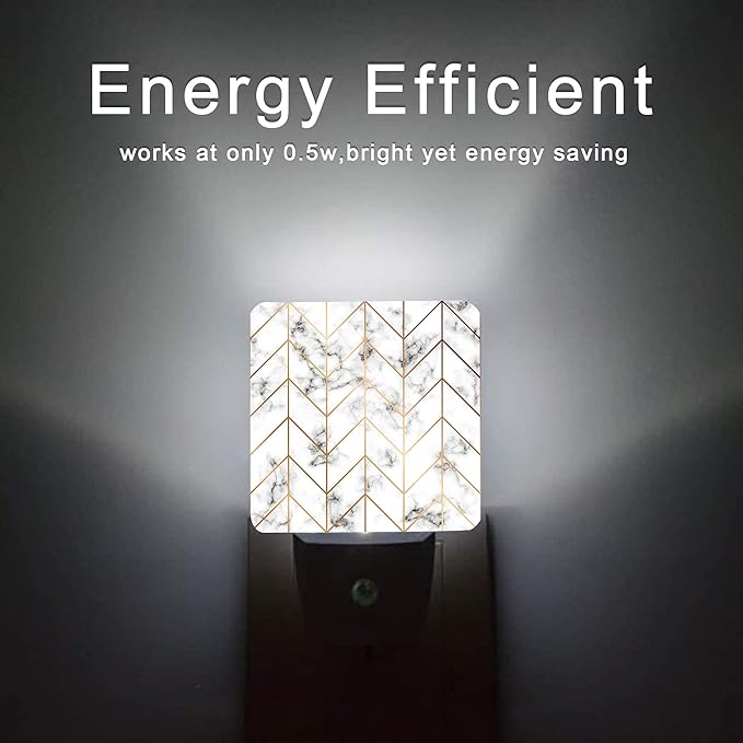 Marble Line Geometric Night Light,Plug-in Night Lights with Dusk-to-Dawn Sensor for Stairway/Hallway/Kitchen Sleep Friendly lamp for Women/Girls/Boys Gift,0.5W - Bloomnest