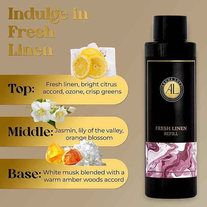 Reed Diffuser Refill, Diffuser Refills Liquid, Air Freshener Oil 4 oz, Fragrance Oil Diffuser (Fresh Linen) - Bloomnest