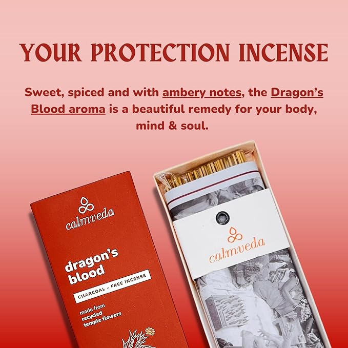 Peru Dragons Blood Incense Sticks - (80 Scented Sticks) Charcoal Free, Made from Upcycled Flowers | Sweet, Spicy & Ambery Notes | Protection Incense Sticks for Bad Energy Cleansing (Sangre de Grado)