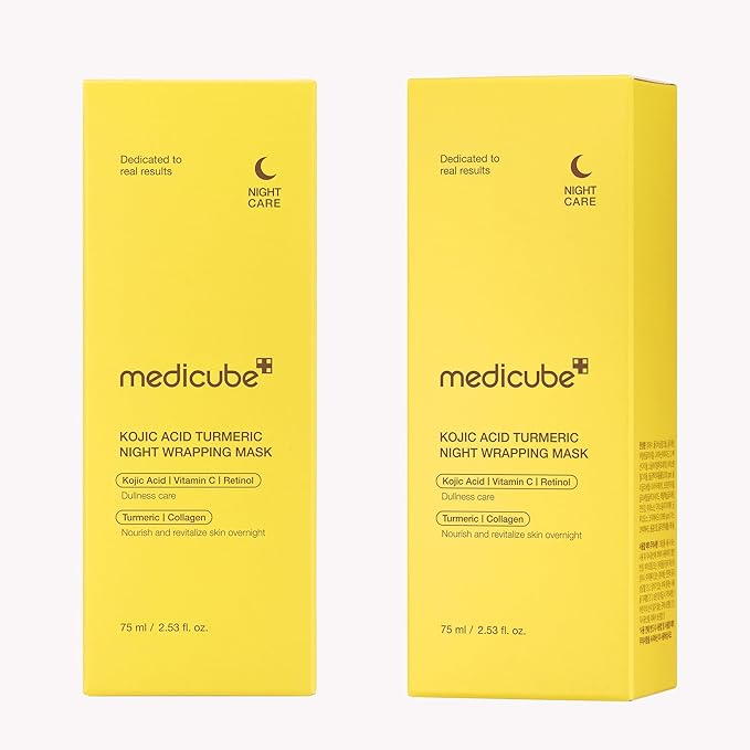 medicube Wrapping Mask Kojic Acid, Turmeric, Vitamin C Overnight Peel Off Facial Mask | Brighten & Defends Against Skin Stress for a Clear, Glowing Complexion | Korean Skin Care, 2.53 fl.oz - Bloomnest