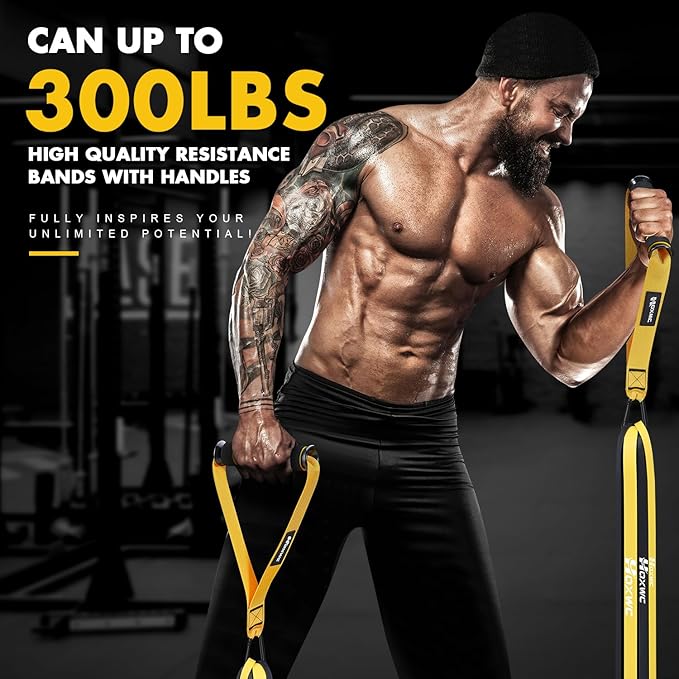 Resistance Bands, Heavy Duty Pull Up Resistance Band with Door Anchor, Handles, Exercise Bands for Working Out Men&Women, Ideal for Pull Up, Muscle Training, Physical Therapy, and Home Workouts - Bloomnest