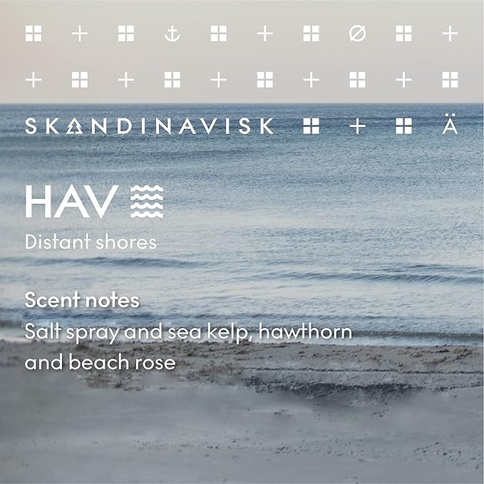 Skandinavisk HAV 'Sea' Scented Candle. Fragrance Notes: Salt Spray and Sea Kelp, Hawthorn and Beach Rose. 7.0 oz. - Bloomnest