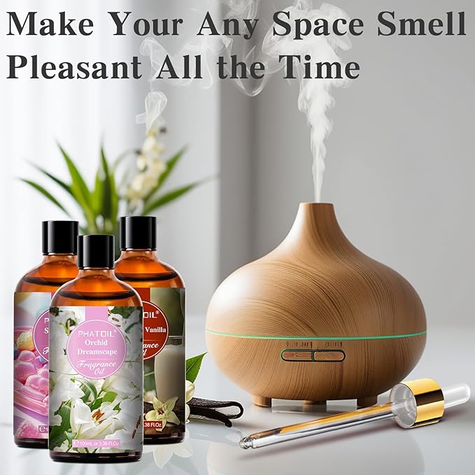 PHATOIL Tea Aroma Travel Fragrance Oils for Aromatherapy, 3.38FL.OZ Diffuser Oils for Home, Perfect for Aromatherapy, Humidifiers, Yoga, DIY Candle and Soap Making - 100ml - Bloomnest