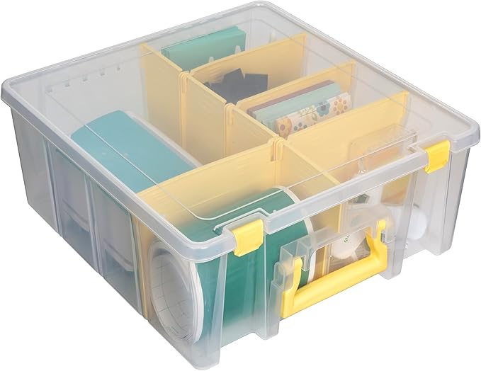 ArtBin 6990JY Super Satchel Double Deep Compartment Box - Art Storage with 8 Removable Compartments, Smart Closure for Craft Supplies (Yellow- Pack of 1) - Bloomnest