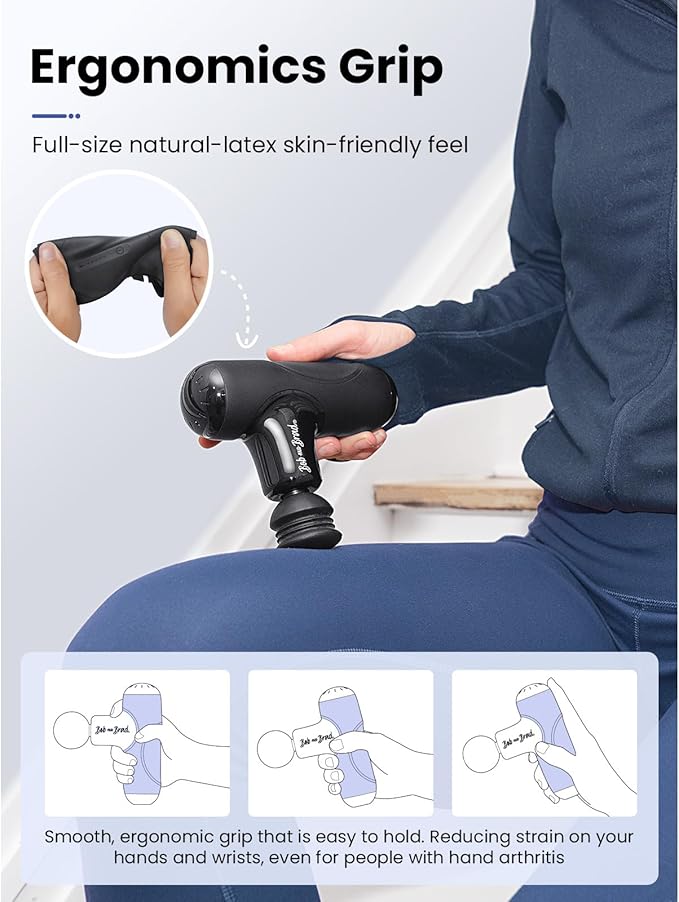 BOB AND BRAD Q2 Mini Massage Gun, Pocket-Sized Deep Tissue Massager Gun, Portable Percussion Muscle Massager Gun, Ultra Small & Quiet Muscle Massage Gun with Carry Case, Home Gym Travel, Black - Bloomnest