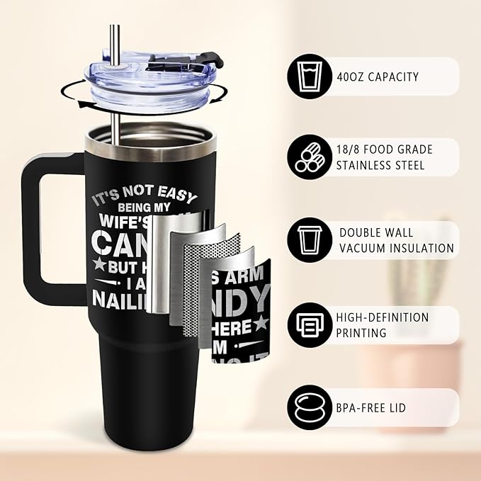 DUUV Gifts for Husband from Wife, Husband Tumbler with Handle 40 Oz, Christmas Thanksgiving Wedding Anniversary Appreciation Birthday Gifts for Husbands Men Him, 1PCS - Bloomnest