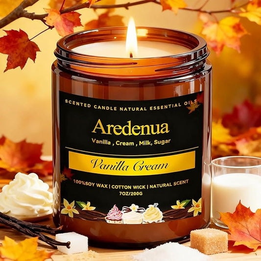 Vanilla Cream Candle – Soy Scented Candle for Home, Relaxation & Stress Relief, Clean Long Lasting Burn, Aromatherapy Candle for Women & Men, Sweet Cozy Vanilla Gift - Bloomnest