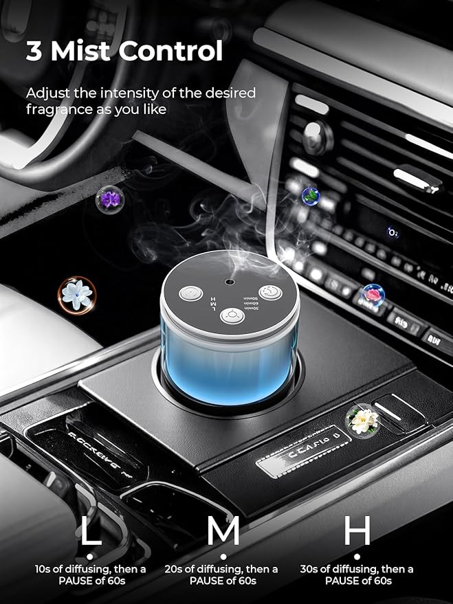 Waterless Diffuser for Essential Oil: Mini Battery Scent Diffuser for Room&Home&Car with 9 Colors LED Light - Aroma Cool Mist Machine Snow White - Bloomnest
