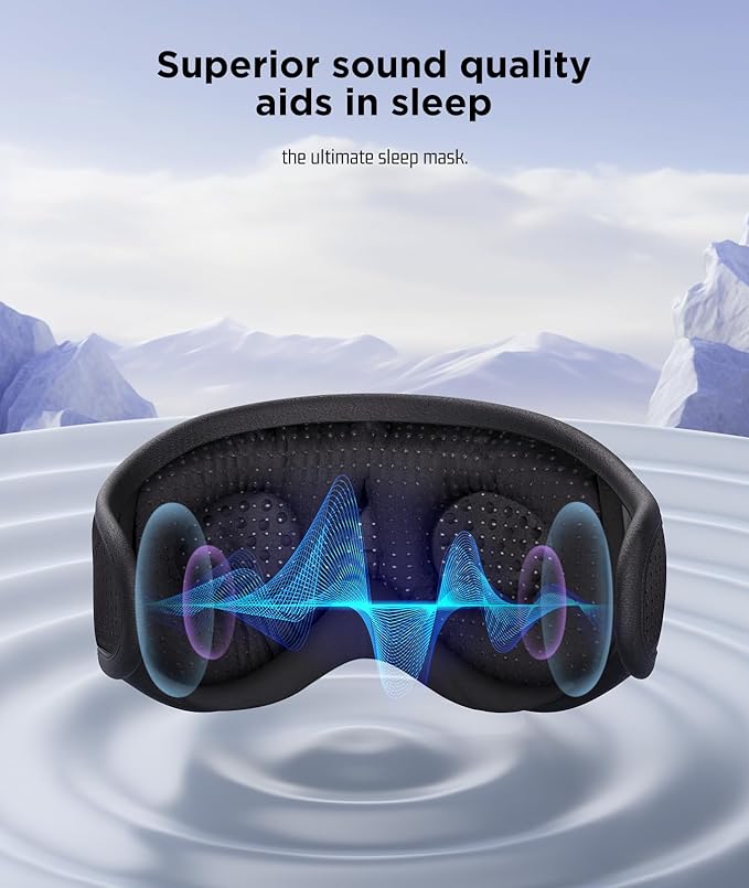 LC-dolida Sleep Mask Bluetooth Headphones Weighted Sleeping Mask 3D Eye Mask Pressure Relief Night Sleep Eye Mask Music Sleeping Headphones for Side Sleepers Meditation Gifts for Men Women - Bloomnest