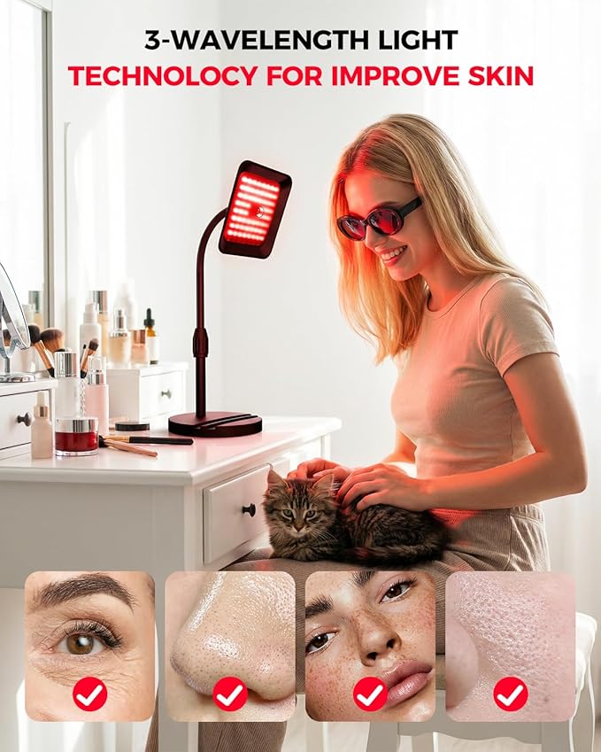 SJZX Red Light Therapy for Face Body, 360° Adjustable Infrared Light Therapy Lamp with 660nm 730nm 850nm LED Red Lights Panel Device, Home use with Goggles & Phone Stand, Ideal Gift for Women Mom Wife sjzxuv