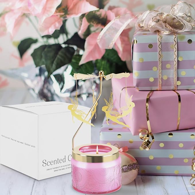 Rotatable Candle, Birthday Gifts for Women, Vanilla Cream Scented Candles Anniversary Christmas Thanksgiving, Unique Butterfly Gifts Best Girl, Friends,Mom, Pink - Bloomnest