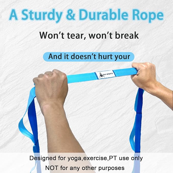 Stretching Strap Yoga Strap with Loops, Stretch Straps for Physical Therapy, Non-Elastic Exercise Strap for Pilates, Dance and Gymnastics with Workout Guide - Bloomnest