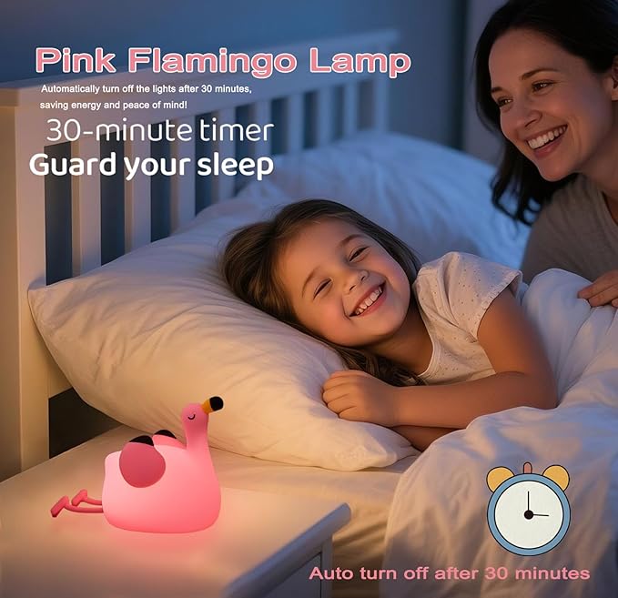 Flamingo Night Light,Dimmable Silicone Animal Nursery Night Light,Pink Flamingo Lamp Decor for Kids Room Bedroom,Birthday Christmas Unique Gift for Kids boy Girls - Bloomnest