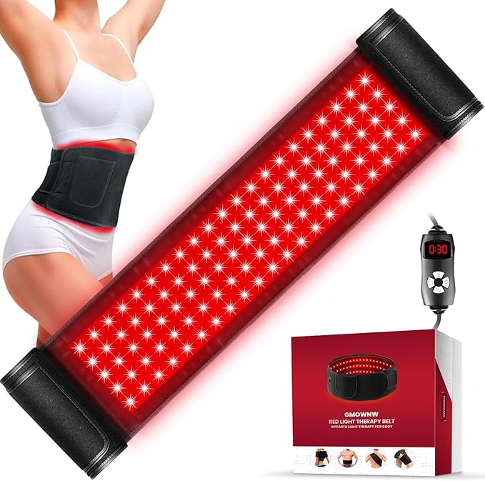 Red Light Therapy for Body, Infrared Light Therapy for Belt Shoulder Waist, Upgraded 3 in 1 LED Beads, 660nm Red Light & 850nm Near Infrared Light Therapy Belt Wrap Timer Remote Control GMOWNW