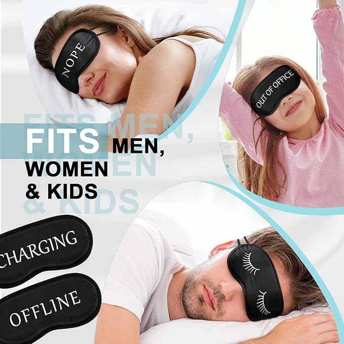 Eurzom 40 Pcs Funny Sleep Eye Mask Soft Night Sleep Mask Bulk for Sleeping Blackout Blindfolds with Adjustable Strap for Women Men Kids Travel Nap Meditation Party Gifts Favors(Black) - Bloomnest