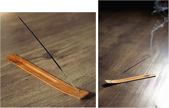 TRENDBOX 10pcs Handmade Plain Wood Wooden Incense Stick Holder Burner Ash Catcher Natural Design Buddhist