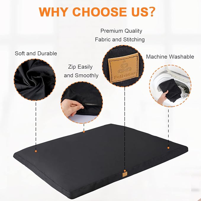 Zabuton Meditation Mat (36"×28"×3") Luxurious Meditation Cushion for Kneeling Sitting Large Floor Pillow Zafu/Bench-Washable Cotton Cover 100% Organic Cotton Filling (Black)