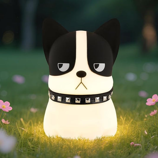 Squishy Puppy Night Light with RGB Mode 3 Brightness Adjustable Nursery Breastfeeding Nightlight Cute Novelty French Bulldog Animal Lamp Rechargeable Silicone Touch Bedside Lamp for Bedroom Dorm Decor - Bloomnest