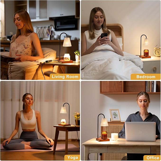 Hong-in Candle Warmer Lamp with Timer-Dimmable Black Candle Warmer,New Mom Gifts,House Warming Gifts New Home Bedroom Decor,Wax Warmer for Scented Wax Jar Candles