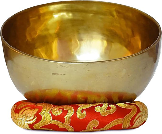 Tibetan Singing Bowl, Handcrafted Singing Bowl for Meditation, Prayer & Holistic Healing, Yoga Accessories, 11” Sound Bowl with Wooden Striker, Artisanal Pouch & Cushion - Bloomnest