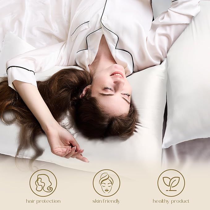 ZIMASILK 100% Pure Mulberry Silk Pillowcase for Hair and Skin,with Hidden Zipper,Both Side 19 Momme Silk, 1pc (Body 20"x54", White) - Bloomnest