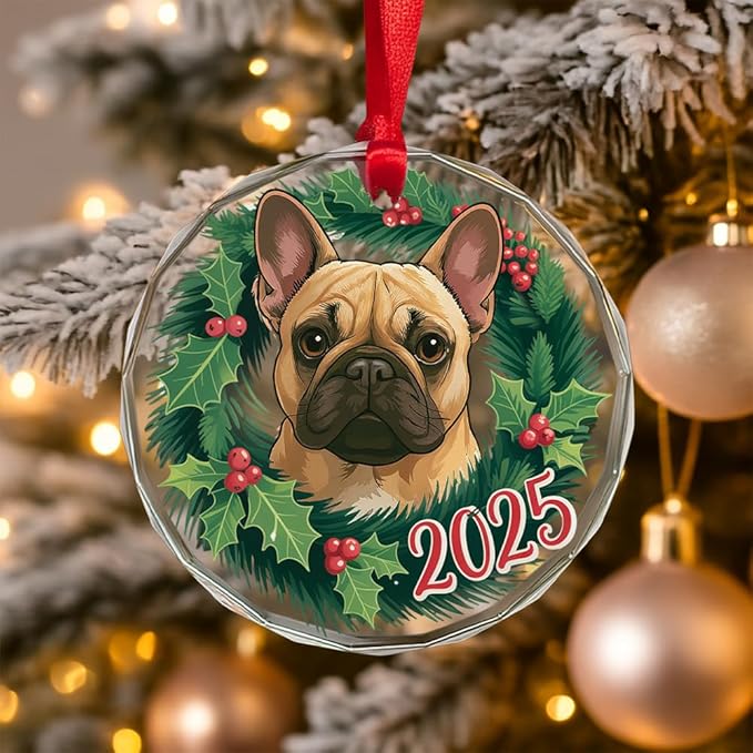 French Bulldog Glass Ornament – Handcrafted Hanging Decoration, Elegant Keepsake with Unique French Bulldog Design, for Home, Holiday Tree, or Special Occasion - Bloomnest
