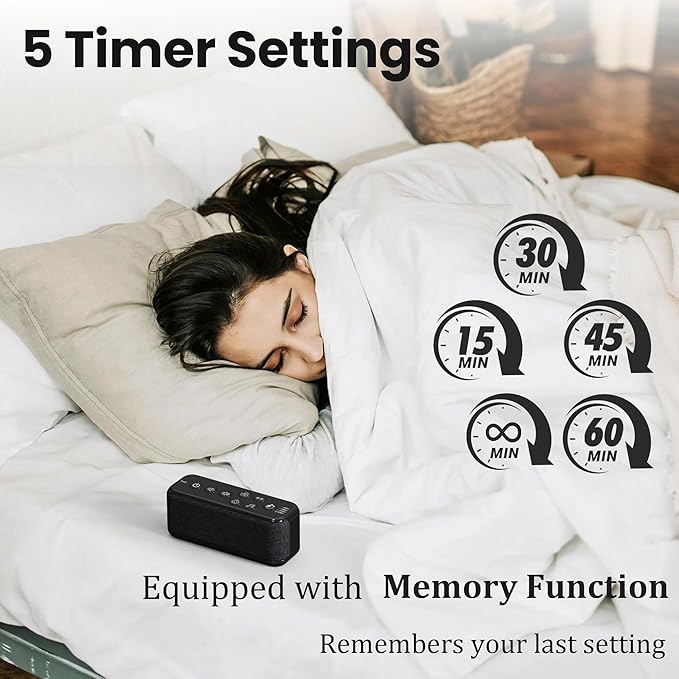 Raynic White Noise Machine, 42 Soothing Sounds Noise Machine, Rechargeable Battery Sound Machine with 8 Volumes, 5 Timers, Type-C Port, Headphone Jack for Baby, Adult, Home, Travel, Office - Bloomnest