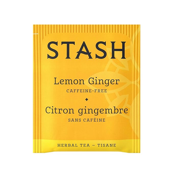 Stash Tea Lemon Ginger Vitality Herbal Tea - Naturally Caffeine Free, Non-GMO Project Verified Premium Tea with No Artificial Ingredients, 20 Count (Pack of 6) - 120 Bags Total - Bloomnest