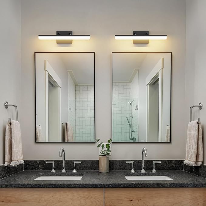 15.7" Black LED Bathroom Vanity Light 5CCT–Dimmable Wall Mount Fixture with Adjustable Angle, Modern Lighting for Powder Room, Vanity Mirror Home & Apartment Use - Bloomnest