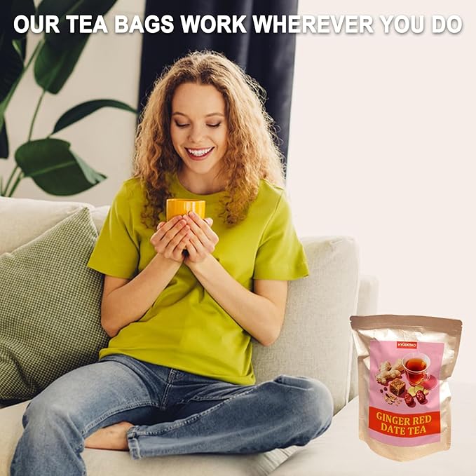 40 Bags Ginger Red Date Tea, Caffeine-Free Natural Ingredients Herbal Tea Bags, No Additives, Daily Enjoyment Tea for Women - Bloomnest