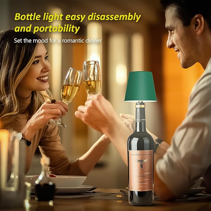 2025 New Wireless Bottle Lamp - LED Bottle Lights for Liquor & Wine Bottles, Cordless Lampshade, Whiskey Bottle Top Light, Bottle Stopper Night Light Kit, Rechargeable 3-Tone Touch-Dimmable - Bloomnest