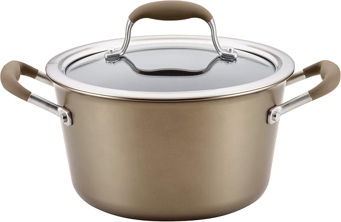 Anolon Advanced Home Hard-Anodized Nonstick Tapered Sauce Pan/Saucepot, 4.5-Quart (Bronze) - Bloomnest