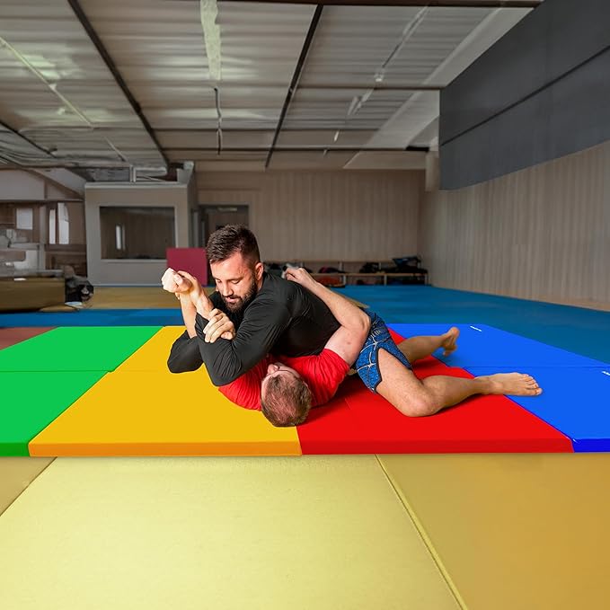 BalanceFrom 10x4 Feet 4-Panel Folding Gymnastics Mat – 2-Inch Thick Pad with Vinyl Surface and Carrying Handles for Tumbling, Yoga, Pilates, Home Workouts, and Martial Arts - Bloomnest