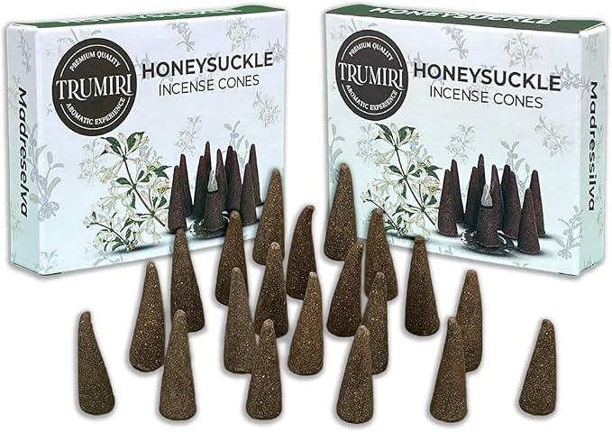 Honeysuckle Incense Cones - 20 Cone Incense - Dual Pack of 10 - Scented TRUMIRI
