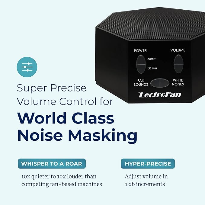 Adaptive Sound Technologies LectroFan Classic White Noise Machine - Global Power Edition with Adaptors for US, UK & EU - 20 Non-Looping Fan & White Noise Variations - White - Bloomnest