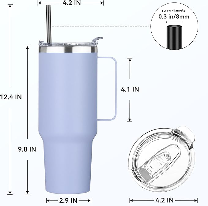 HASLE OUTFITTERS 40 oz Stainless Steel Tumbler with Handle, Vacuum Insulated Tumblers Bulk, Reusable Double Wall Travel Coffee Mug, Durable Powder Coated Water Bottle(Blue, 4) - Bloomnest