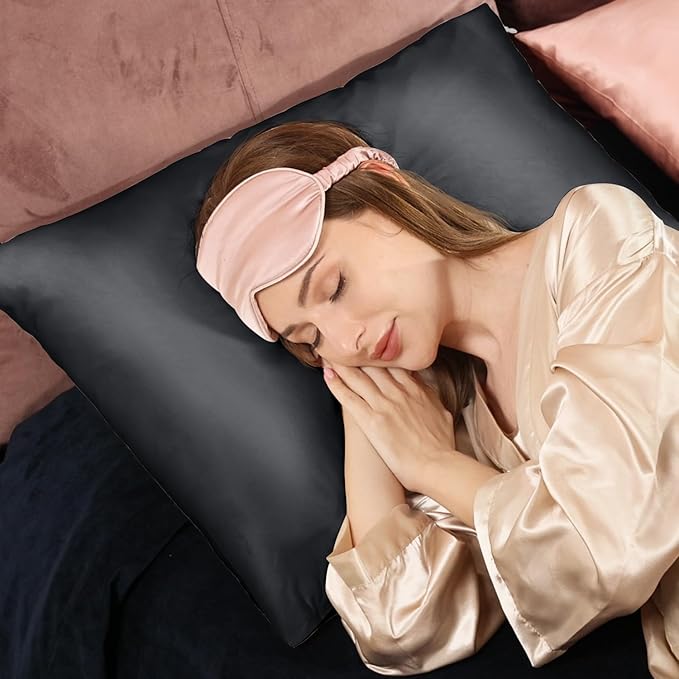 Adubor 100% Silk Pillowcase - Mulberry Silk Pillow Cases, 23 Momme 6A Grade Fibers, Silk Pillow Case for Hair and Skin Health, with Hidden Zipper (Queen 20''x30'', Space Gray, 1PC) - Bloomnest