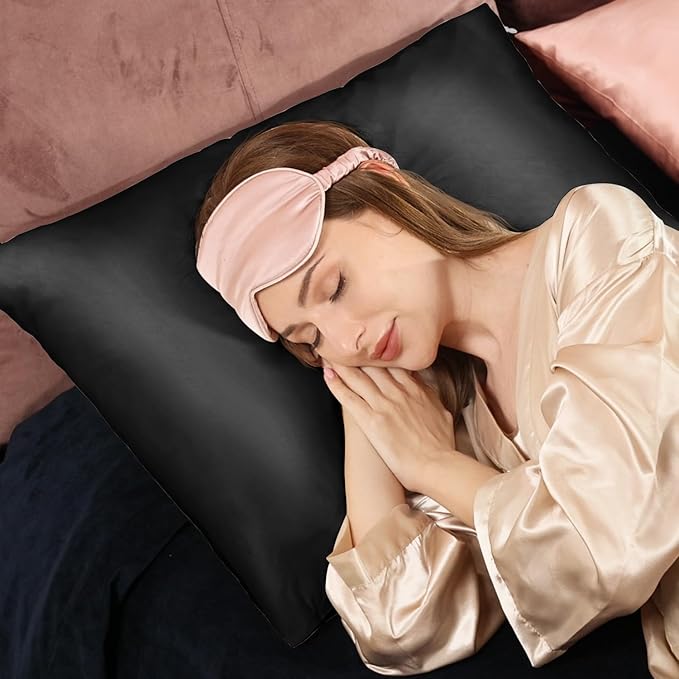 Adubor 100% Silk Pillowcase - Mulberry Silk Pillow Cases, 23 Momme 6A Grade Fibers, Silk Pillow Case for Hair and Skin Health, with Hidden Zipper (Standard 20''×26'', Black, 1PC) - Bloomnest