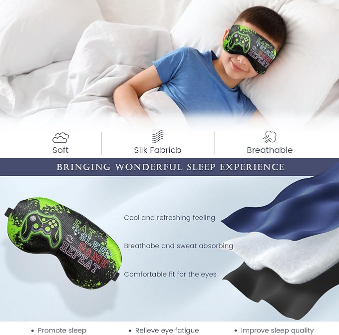 2 Pcs Sleep Eye Mask, Guys Blackout Sleeping Mask for Kids Adult Children's Travel Eye Mask Eye Cover Blindfold for Game (2 Pcs Game Mask - Style 4) - Bloomnest